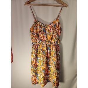 EVERLY Spaghetti Strap Mini Sundress Abstract Print Emipre Waist‎ Flowy Womens S